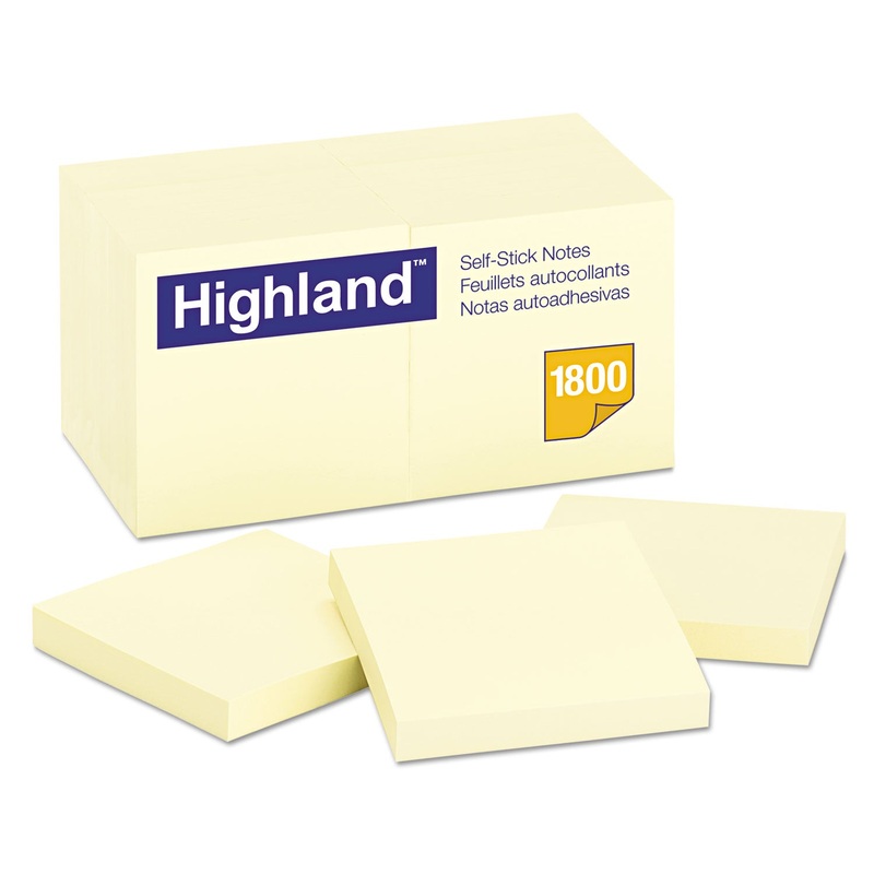 Self-Stick Notes, 3 X 3, Yellow, 100-Sheet, 18/pack