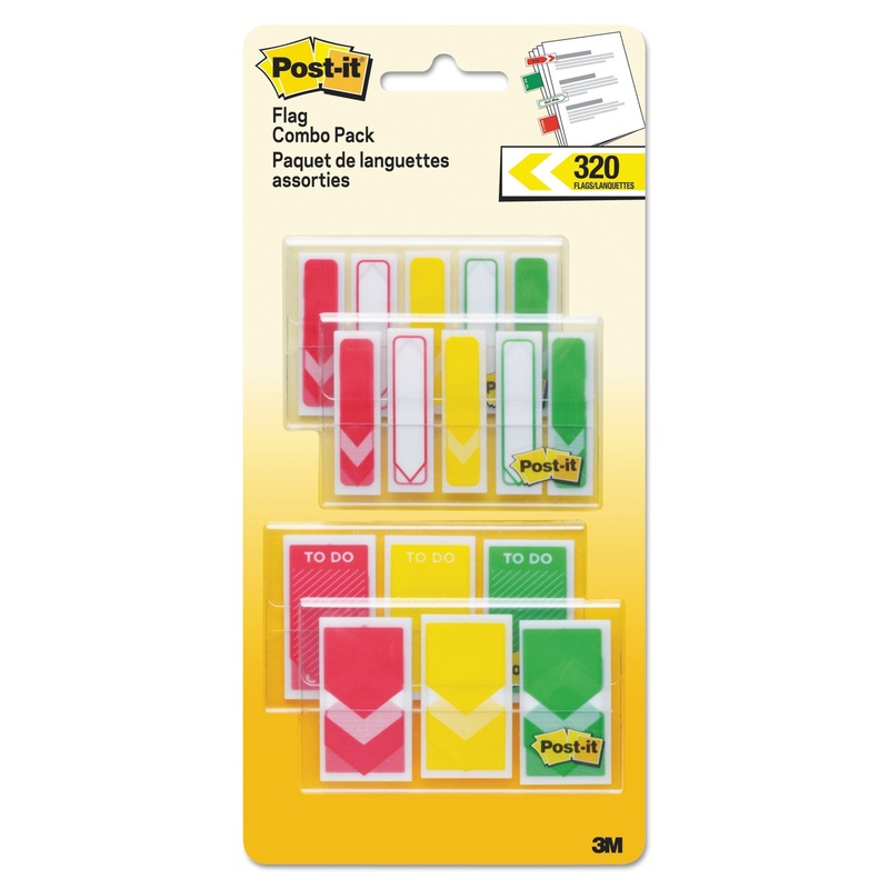 1/2″ And 1″ Prioritization Page Flag Value Pack, Red/yellow/green, 320/pack