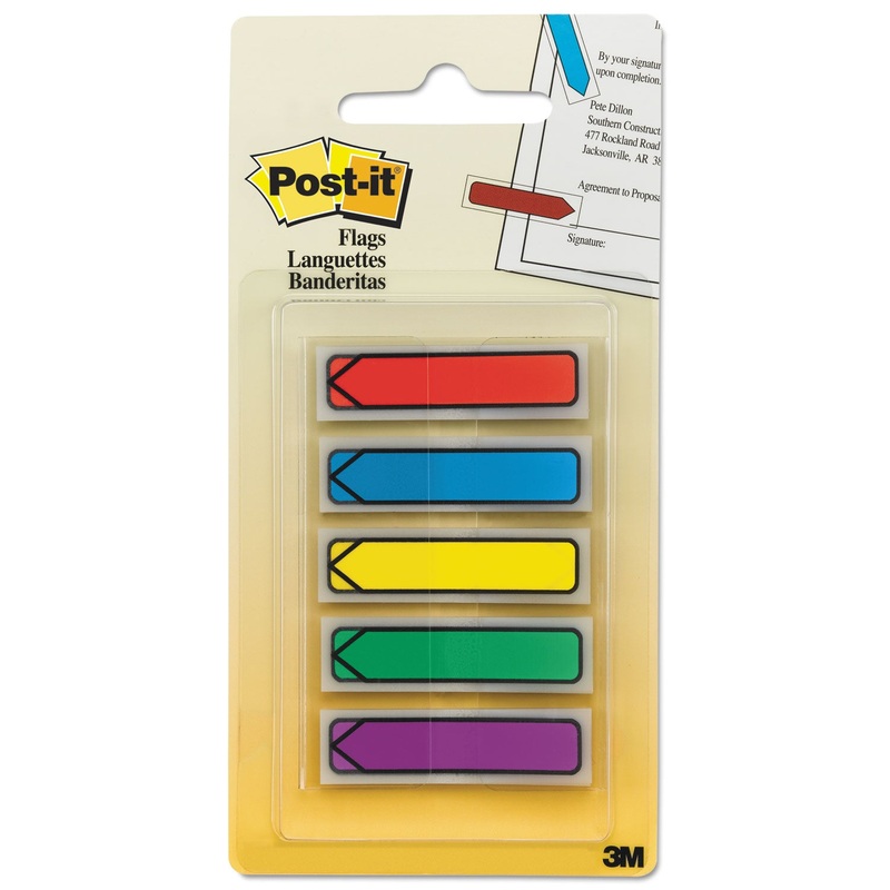 Arrow 1/2″ Page Flags, Blue/green/purple/red/yellow, 20/color, 100/pack