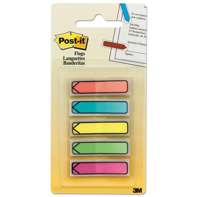 Arrow 1/2″ Page Flags, Five Assorted Bright Colors, 20/color, 100/pack