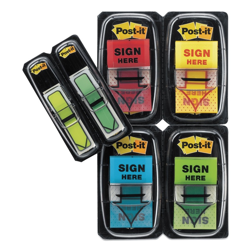 Arrow Message 1″ Page Flags, 200 “sign Here”, 48 Arrow, Four Colors, 248/pack