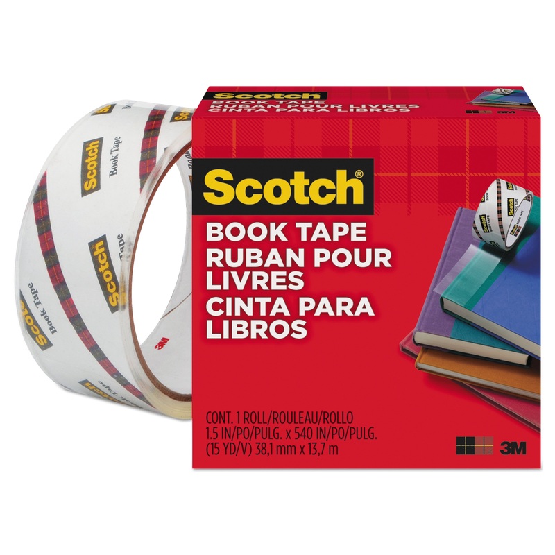 BOOK TAPE, 3″ CORE, 1.5″ X 15 YDS, CLEAR