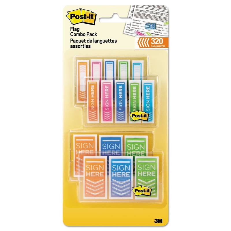 Flags Combo Pack, 1/2″ And 1″, Assorted Bright Colors, 320/pack