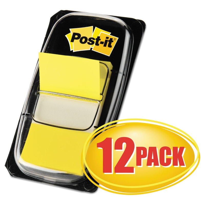 Marking Page Flags In Dispensers, Yellow, 12 50-Flag Dispensers/box