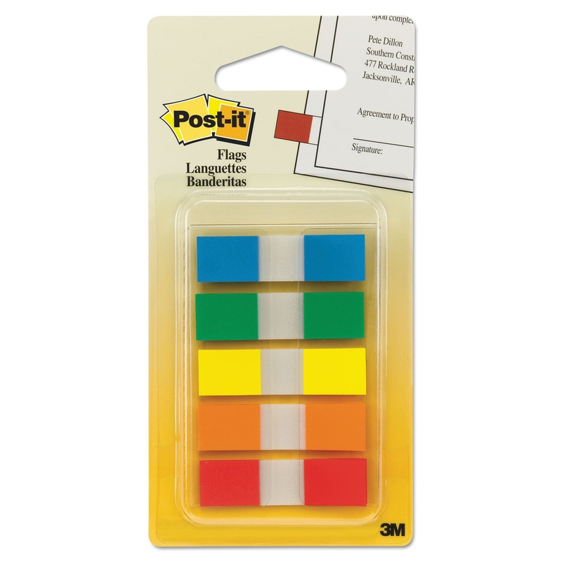 PAGE FLAGS IN PORTABLE DISPENSER, ASSORTED PRIMARY, 20 FLAGS/COLOR