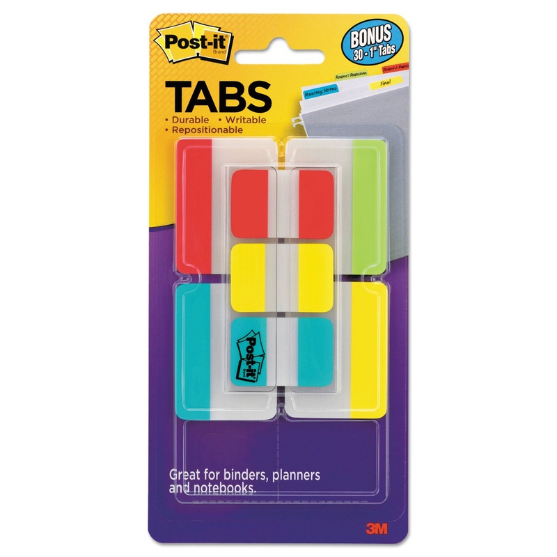 TABS VALUE PACK, 1/5-CUT AND 1/3-CUT TABS, ASSORTED COLORS, 1″ AND 2″ WIDE, 114/PACK