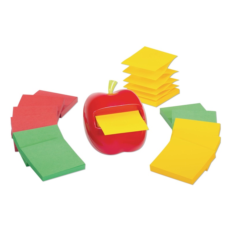 APPLE NOTES DISPENSER VALUE PACK, 3 X 3 MARRAKESH COLOR COLLECTION PADS, RED/GREEN, 12 PADS/PACK