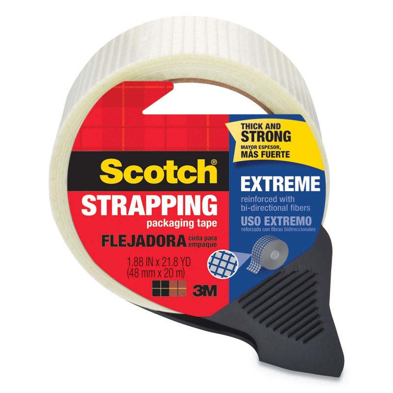 BI-DIRECTIONAL FILAMENT TAPE, 3″ CORE, 1.88″ X 21.8 YDS, CLEAR