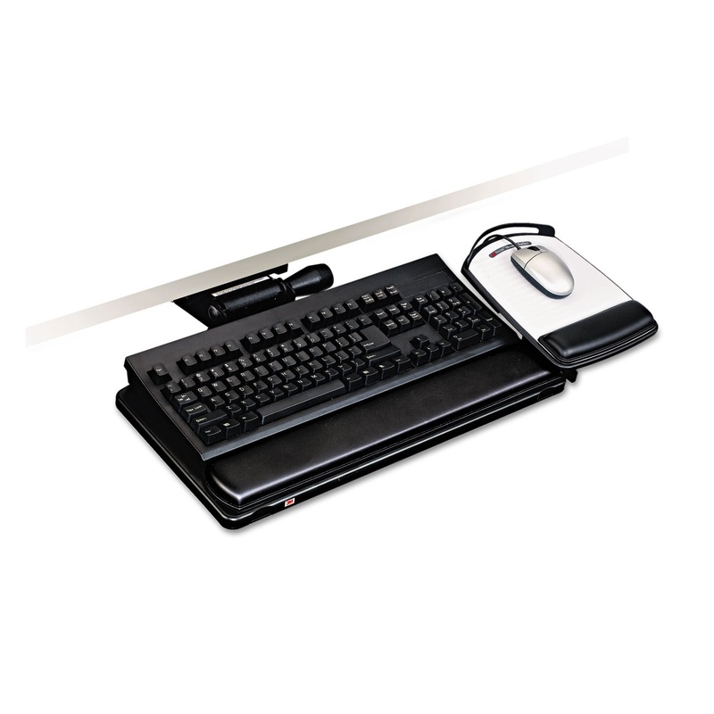 EASY ADJUST KEYBOARD TRAY WITH HIGHLY ADJUSTABLE PLATFORM, 17.75″ TRACK, BLACK