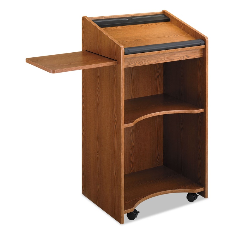EXECUTIVE MOBILE LECTERN, 25.25W X 19.75D X 46H, MEDIUM OAK