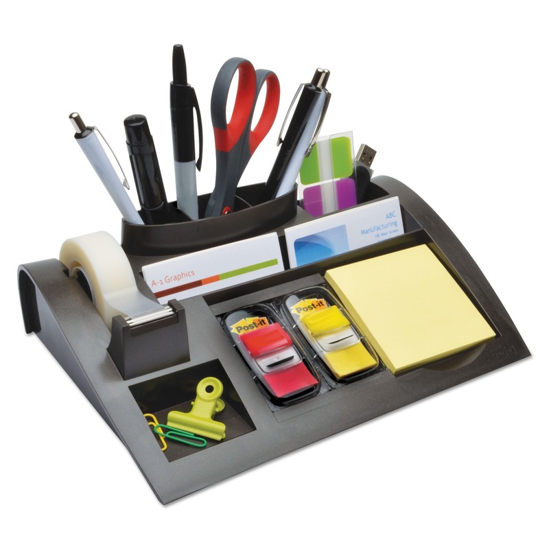 NOTES DISPENSER WITH WEIGHTED BASE, PLASTIC, 10 1/4″ X 6 3/4″ X 2 3/4″, BLACK