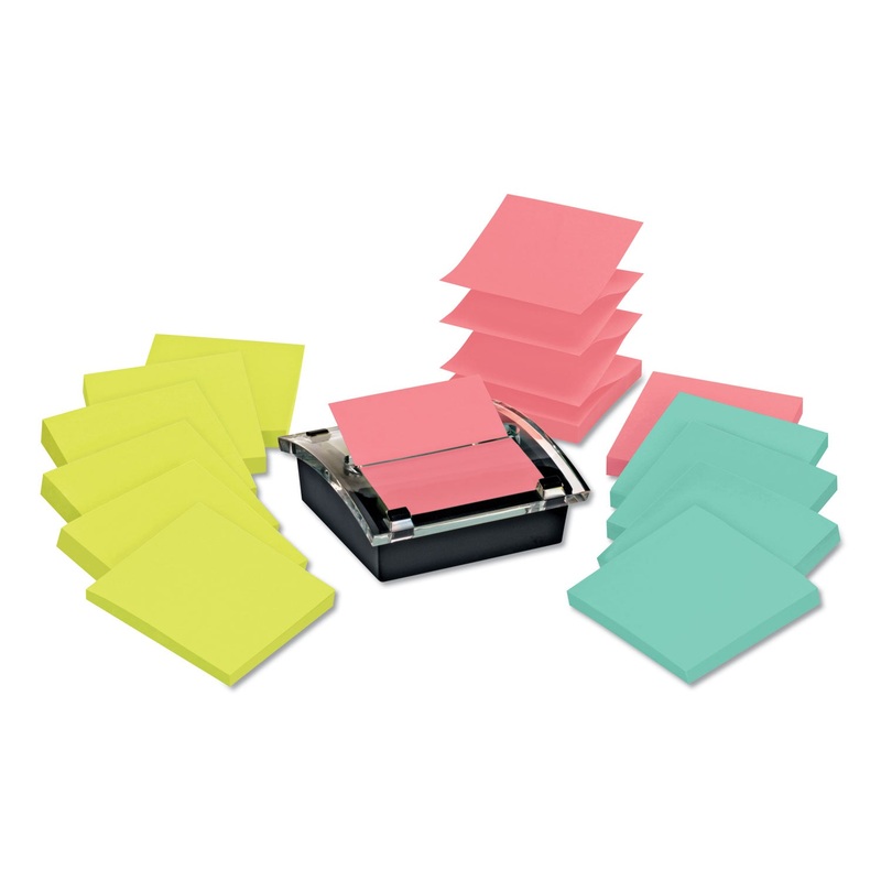 Pop-Up Dispenser Value Pack, 3 X 3, Black/clear