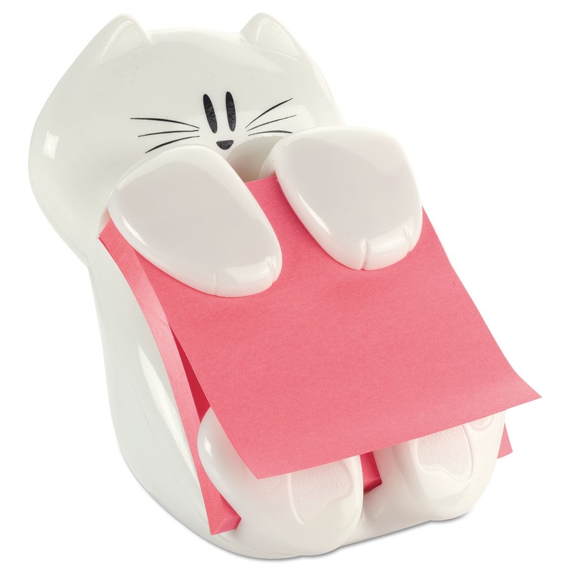 Pop-Up Note Dispenser Cat Shape, 3 X 3, White