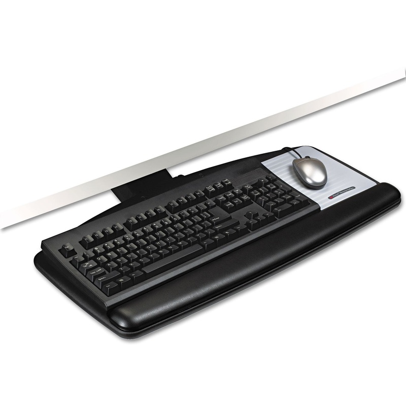POSITIVE LOCKING KEYBOARD TRAY, STANDARD PLATFORM, 21.75″ TRACK, BLACK