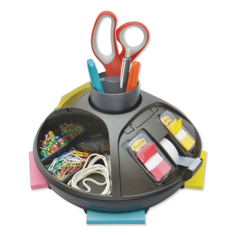 Rotary Self-Stick Notes Dispenser, Plastic, Rotary, 10″ Diameter X 6h, Black