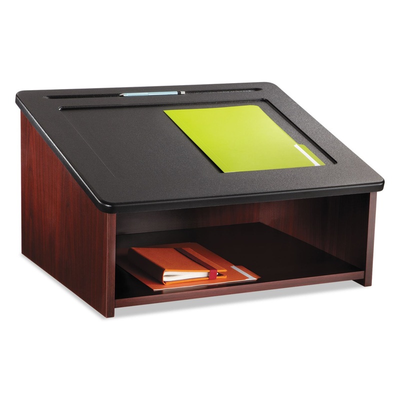 TABLETOP LECTERN, 24W X 20D X 13.5H, MAHOGANY/BLACK