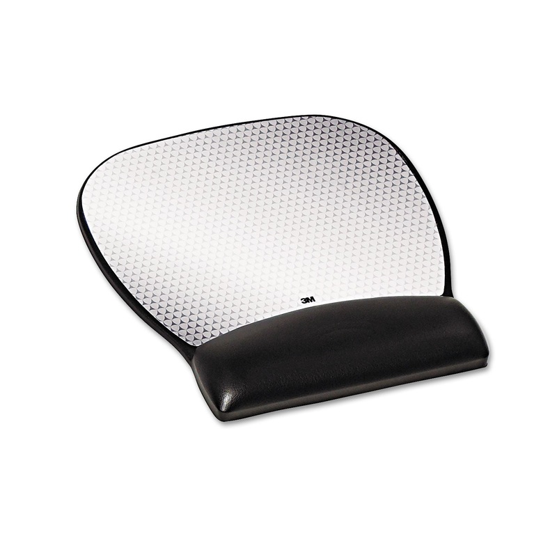 Precise Leatherette Mouse Pad W/wrist Rest, Nonskid Base, 8-3/4 X 9-1/4, Black