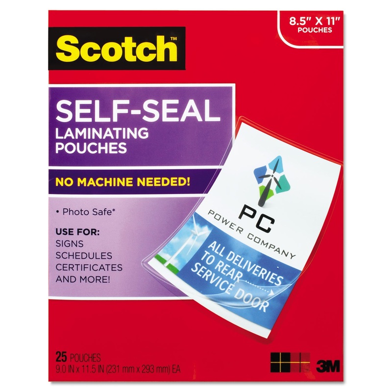 SELF-SEALING LAMINATING POUCHES, 9.5 MIL, 9″ X 11.5″, GLOSS CLEAR, 25/PACK