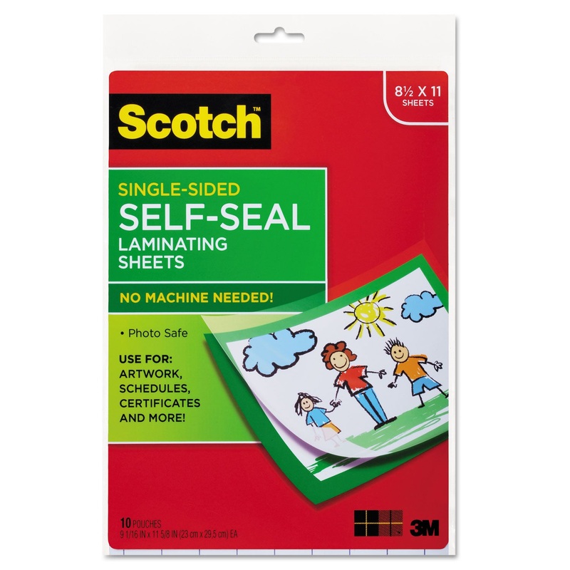 SELF-SEALING LAMINATING SHEETS, 6 MIL, 9.06″ X 11.63″, GLOSS CLEAR, 10/PACK