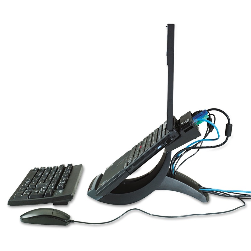 Vertical Notebook Computer Riser, Cable Management, 9x12x6 1/2 – 9 1/2, Black