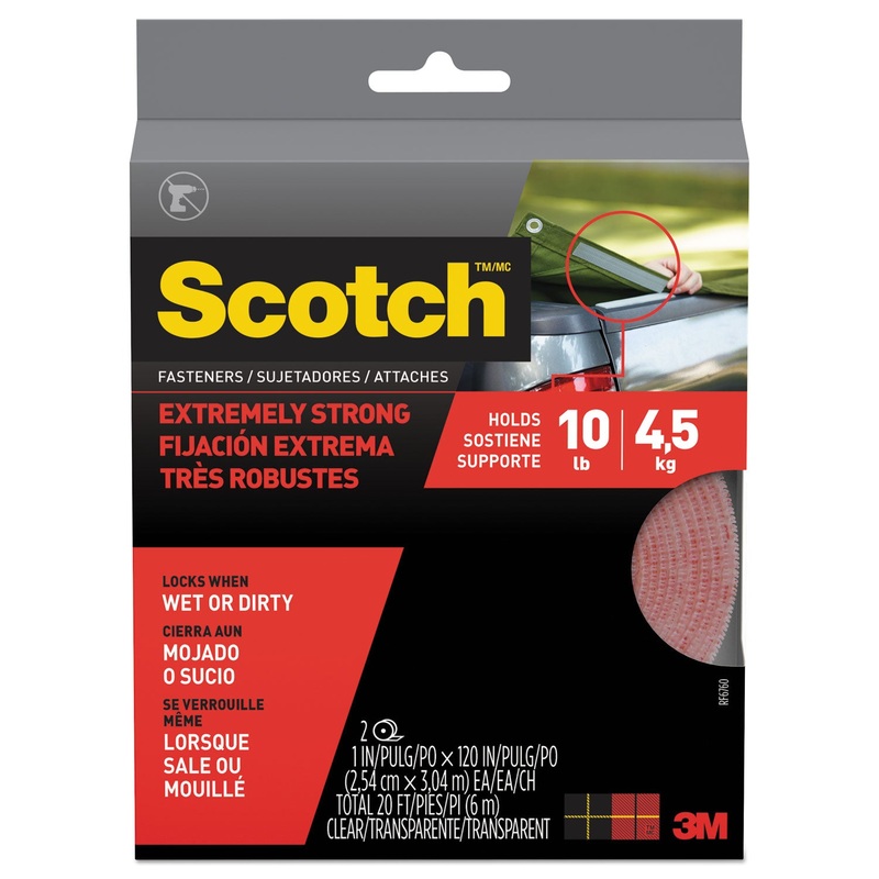 EXTREME FASTENERS, 1″ X 10 FT, CLEAR, 2/PACK
