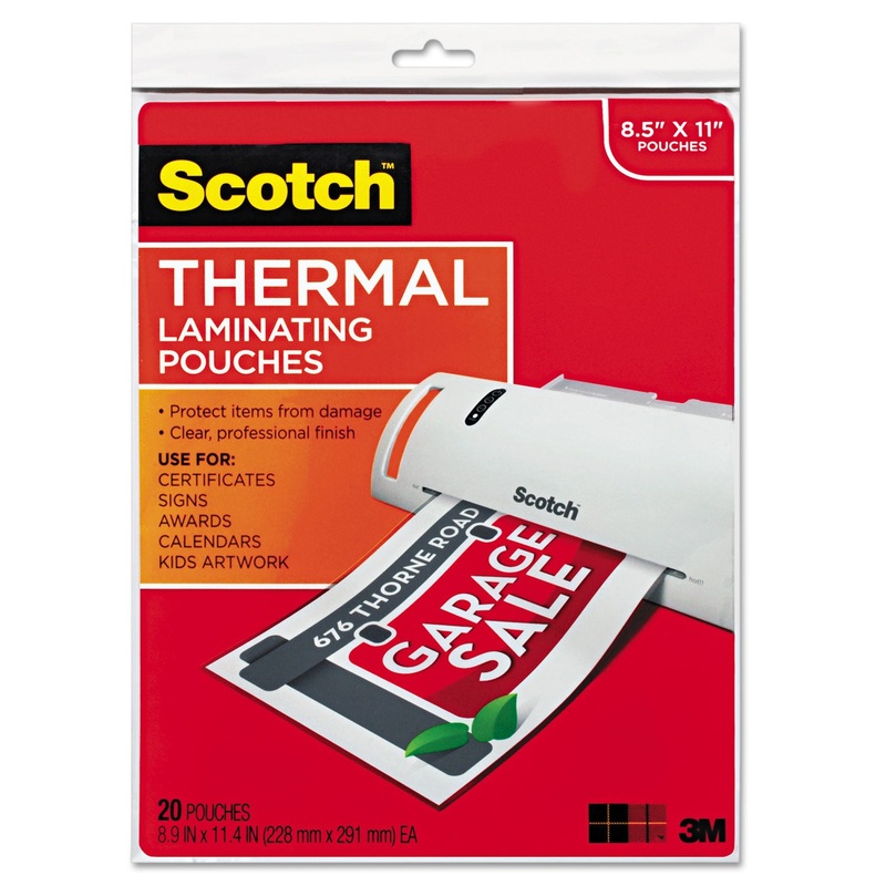 LAMINATING POUCHES, 3 MIL, 9″ X 11.5″, GLOSS CLEAR, 20/PACK