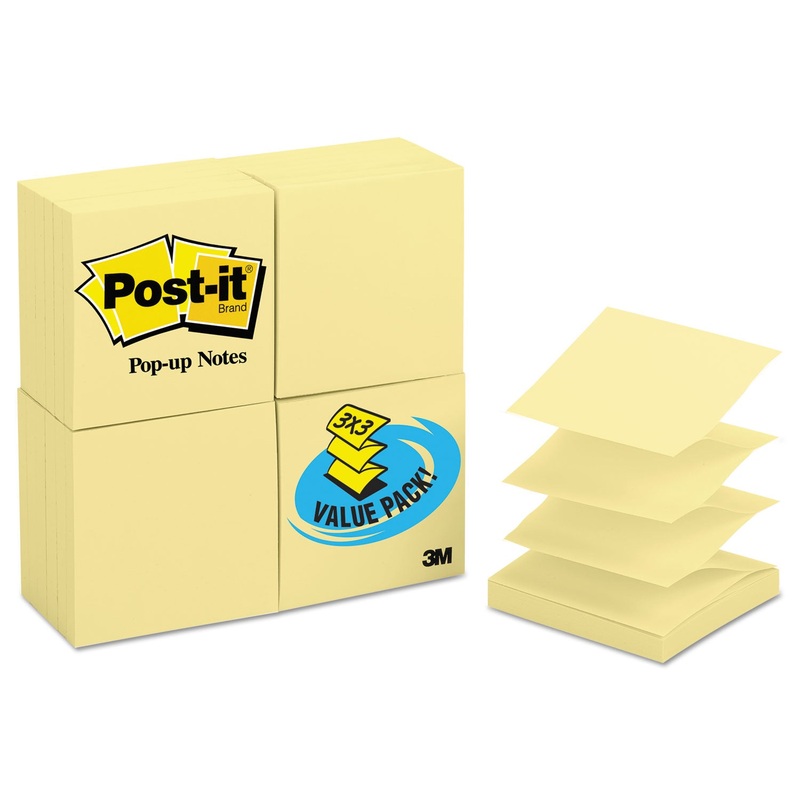 Original Canary Yellow Pop-Up Refill, 3 X 3, 100-Sheet, 24/pack