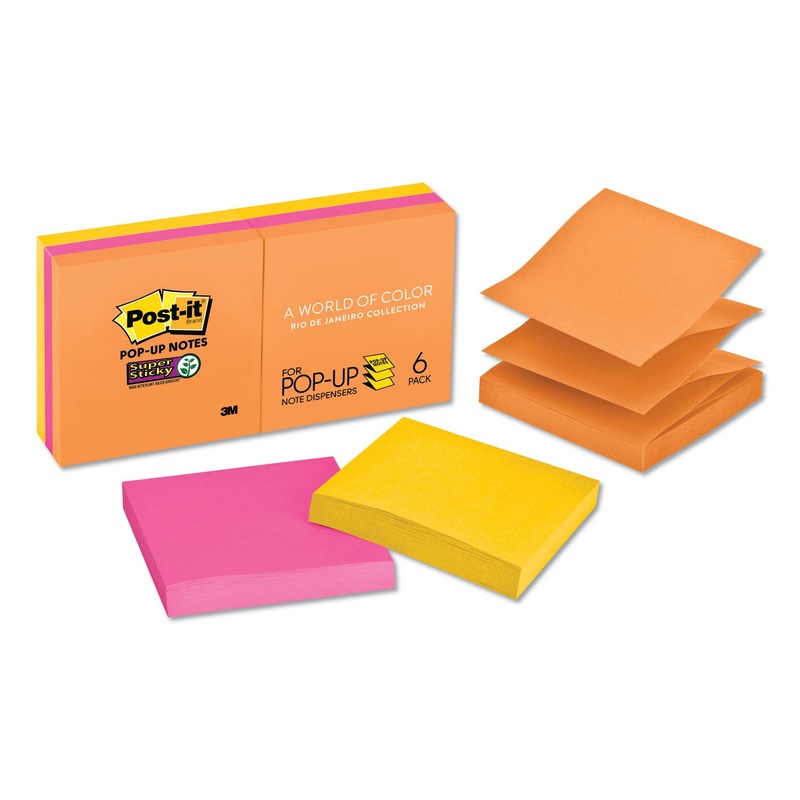 Pop-Up 3 X 3 Note Refill, Rio De Janeiro, 90 Notes/pad, 6 Pads/pack