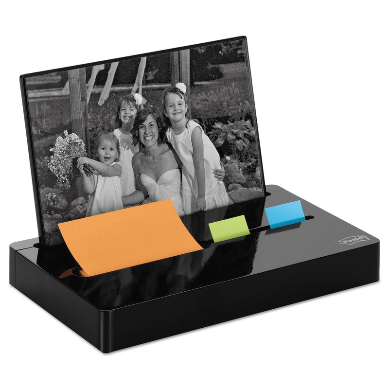 Pop-Up Note/flag Dispenser Plus Photo Frame With 3 X 3 Pad, 50 1″ Flags, Black
