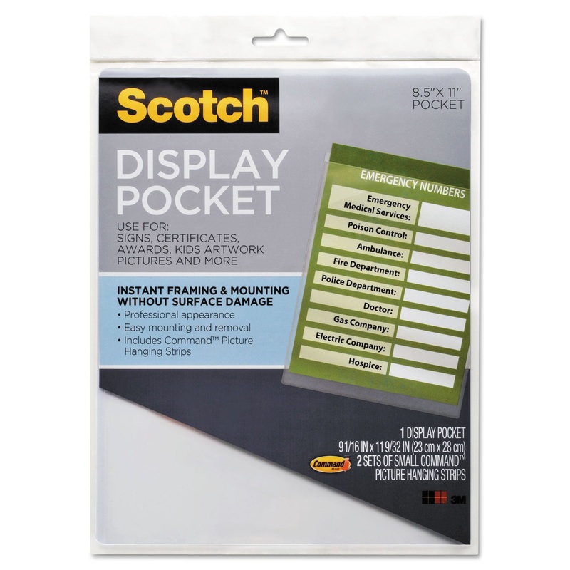 Display Pocket, Removable Interlocking Fasteners, Plastic, 8-1/2 X 11, Clear