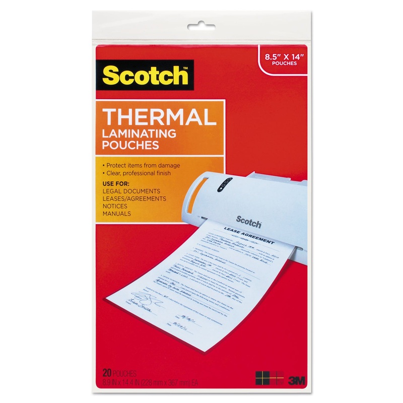 LAMINATING POUCHES, 3 MIL, 8.5″ X 14″, GLOSS CLEAR, 20/PACK