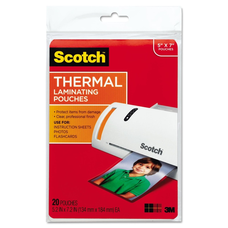 LAMINATING POUCHES, 5 MIL, 5″ X 7″, GLOSS CLEAR, 20/PACK