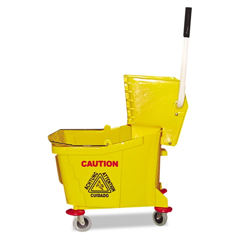 Mop Bucket/wringer Combo, Plastic, Yellow