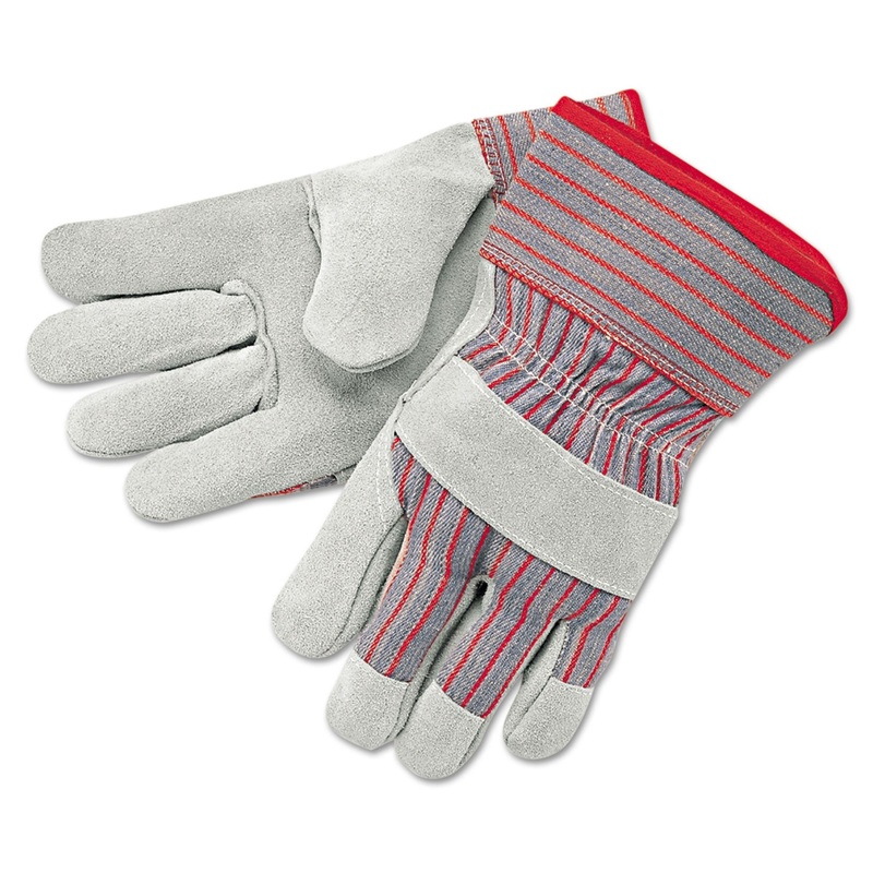 Economy Grade Leather Gloves, White/red, X-Large, 12 Pairs