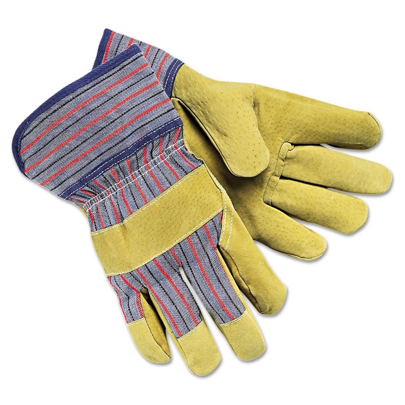 Grain-Leather-Palm Gloves, Large