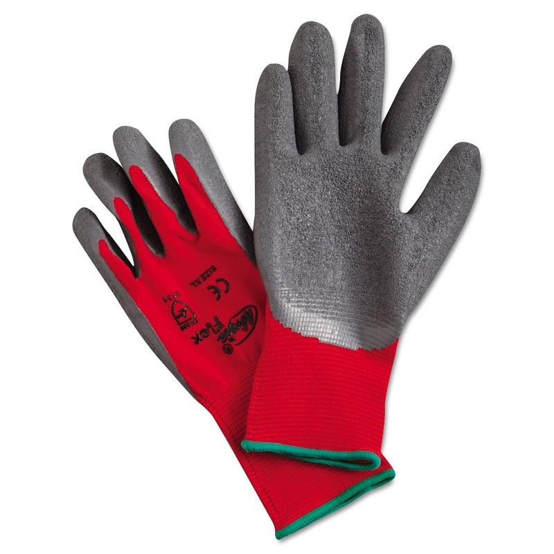 Ninja Flex Latex-Coated-Palm Gloves, Nylon Shell, X-Large, Red/gray