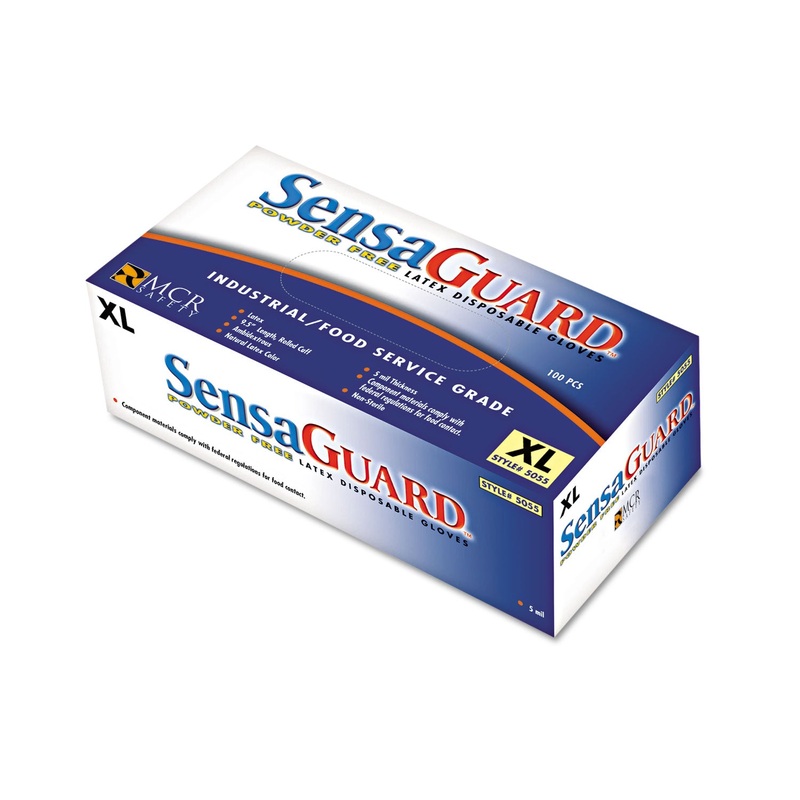Sensaguard Chlorinated Disposable Gloves, Powder-Free, White, X-Large, 100/box