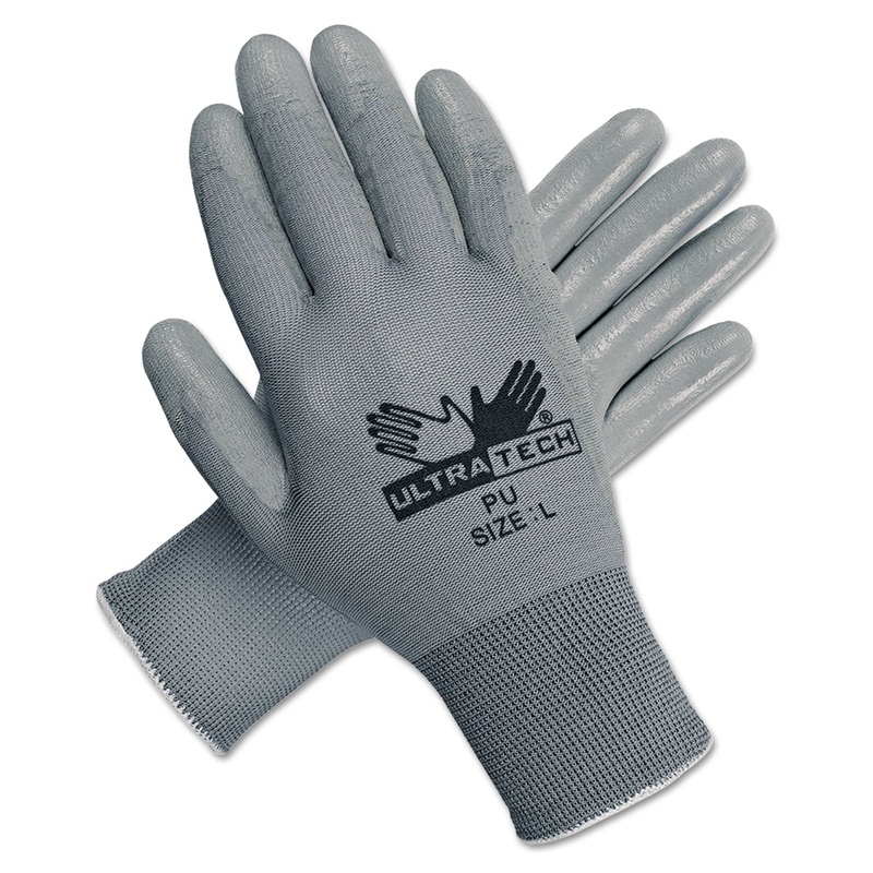 Ultra Tech Tactile Dexterity Work Gloves, White/gray, Large, 12 Pairs
