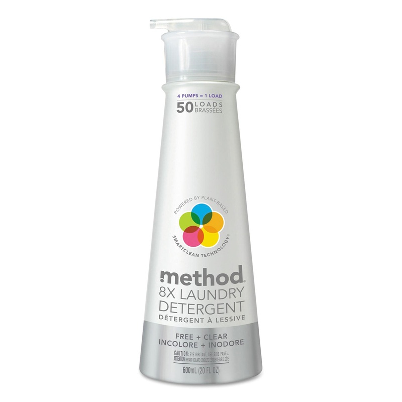 8x Laundry Detergent, Free & Clear, 20 Oz Bottle, 6/carton