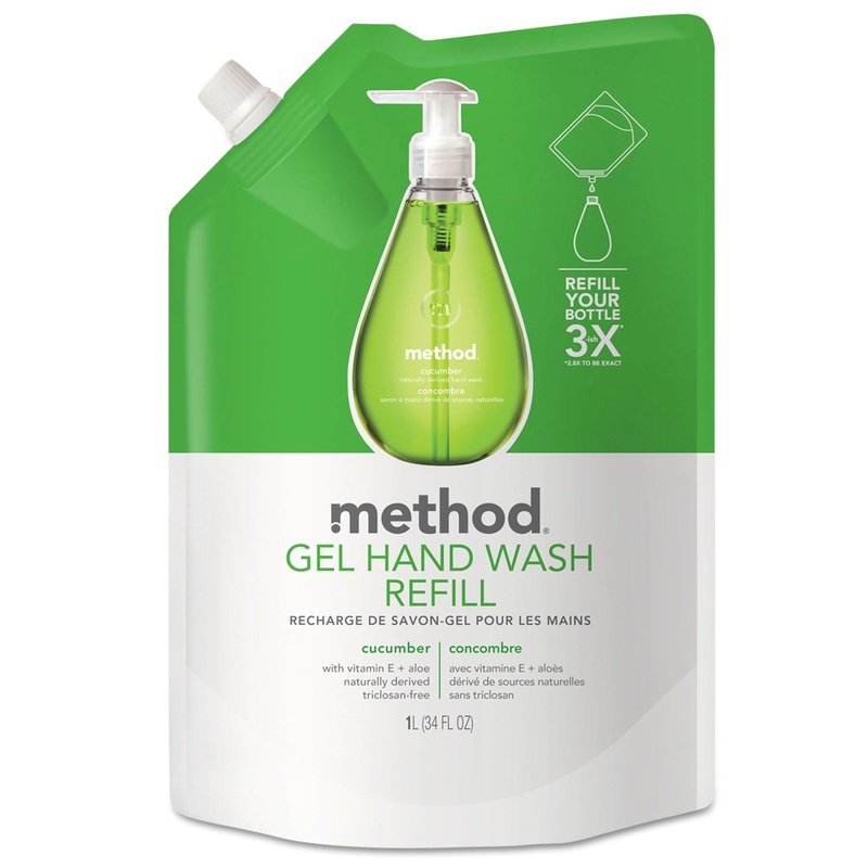Gel Hand Wash Refill, Cucumber, 34 Oz Pouch