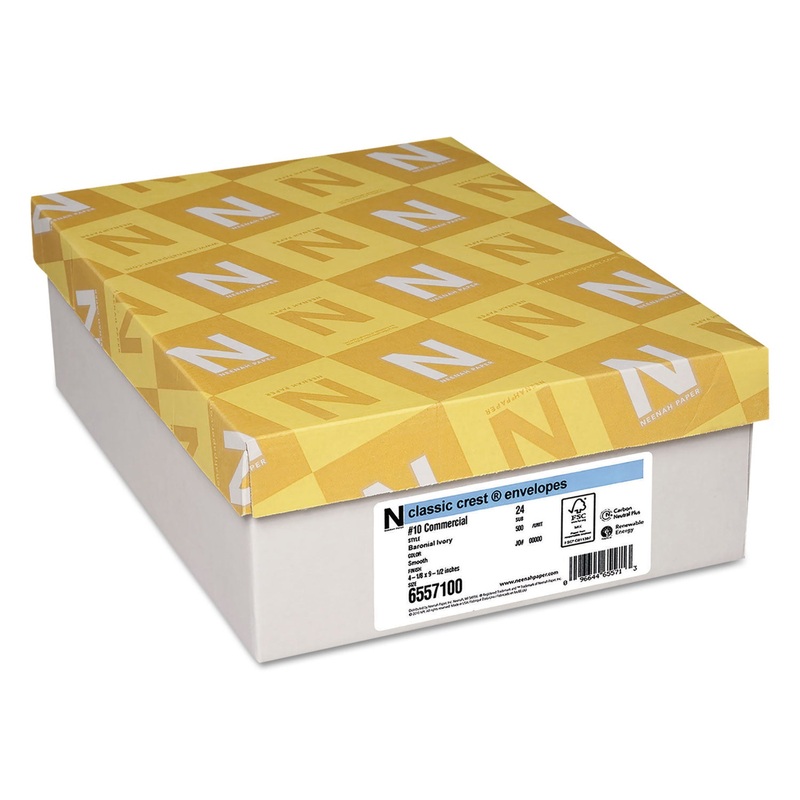 CLASSIC CREST #10 ENVELOPE, COMMERCIAL FLAP, GUMMED CLOSURE, 4.13 X 9.5, BARONIAL IVORY, 500/BOX