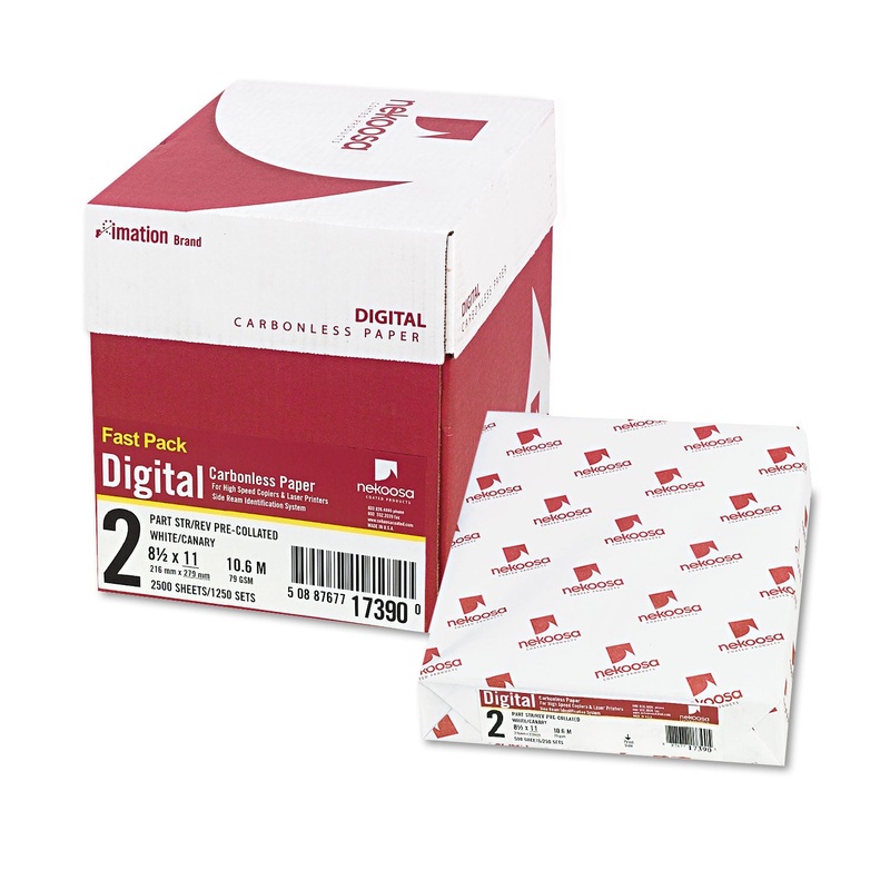 FAST PACK DIGITAL CARBONLESS PAPER, 2-PART, 8.5 X 11, WHITE/CANARY, 500 SHEETS/REAM, 5 REAMS/CARTON
