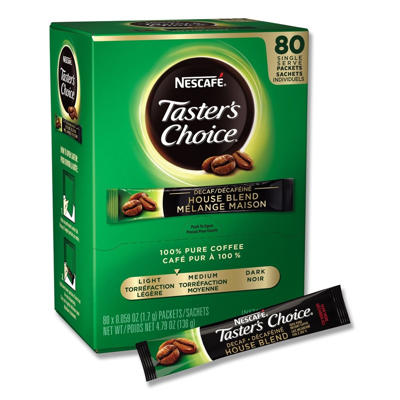 TASTER’S CHOICE STICK PACK, DECAF, 0.06OZ, 80/BOX, 6 BOXES/CARTON