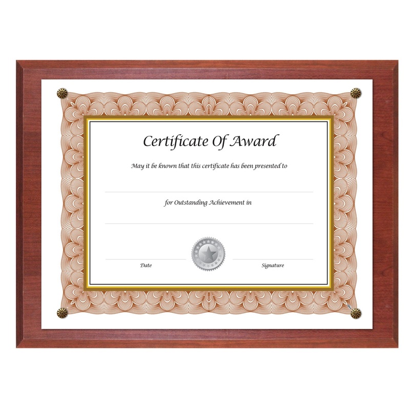 Award-A-Plaque Document Holder, Acrylic/plastic, 10-1/2 X 13, Mahogany