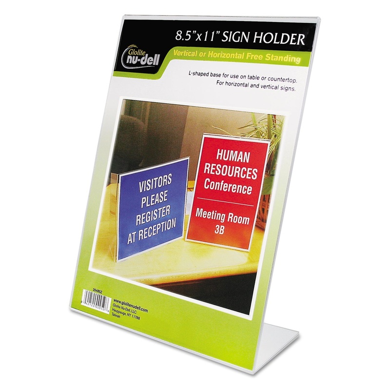 Clear Plastic Sign Holder, Stand-Up, Slanted, 8 1/2 X 11