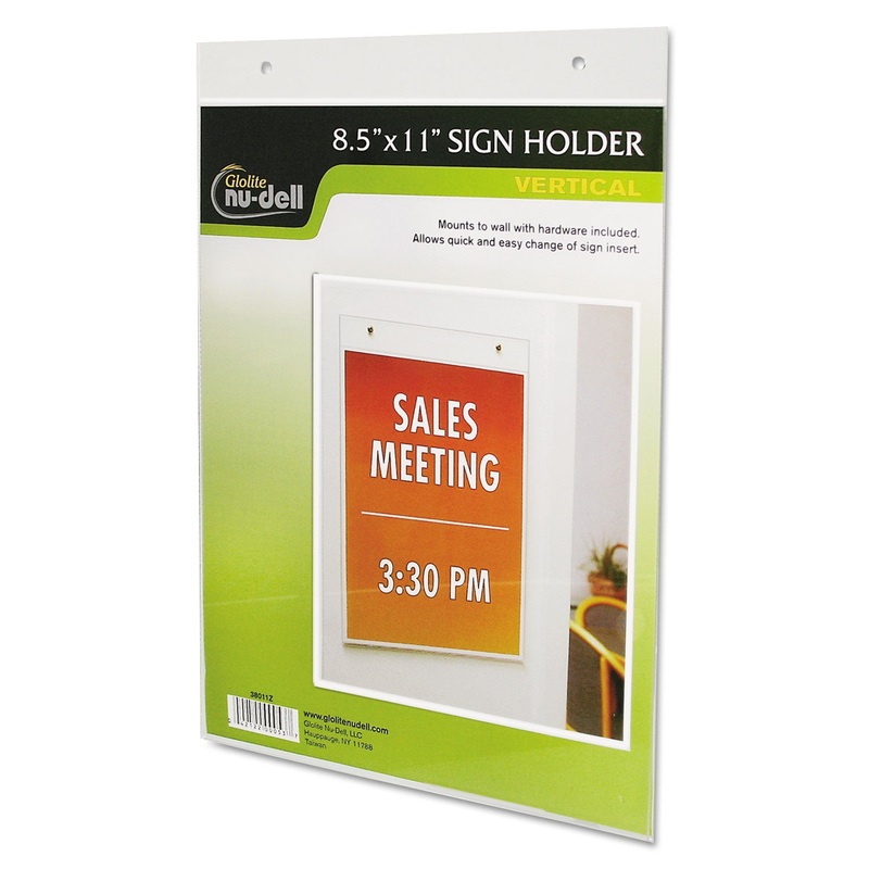 Clear Plastic Sign Holder, Wall Mount, 8 1/2 X 11