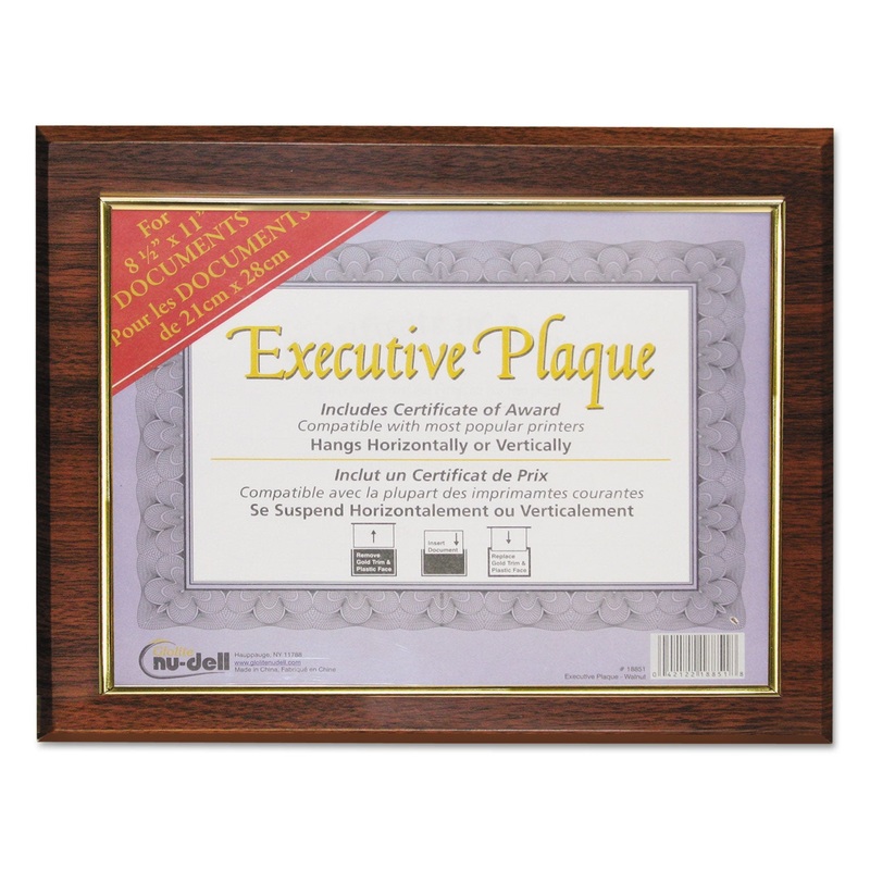Executive Plaque, Plastic, 13 X 10-1/2, Walnut