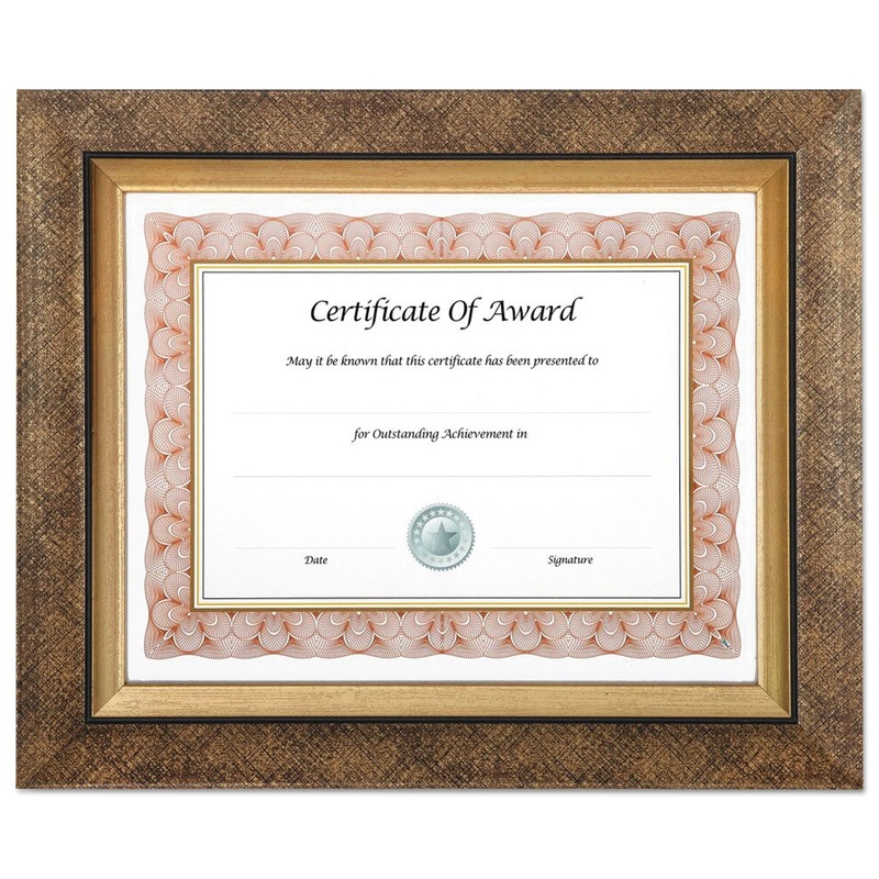 Executive Series Document And Photo Frame, 8 1/2 X 11, Gold Frame
