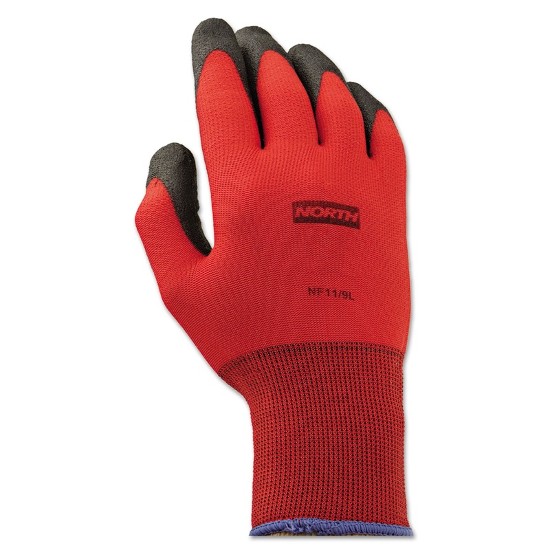 Northflex Red Foamed Pvc Gloves, Red/black, Size 9/l, 12 Pairs