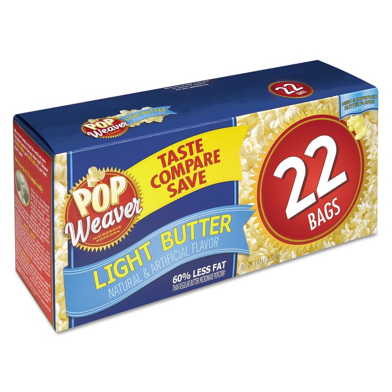 Microwave Popcorn, Light Butter, 2.5oz Bag, 22/box